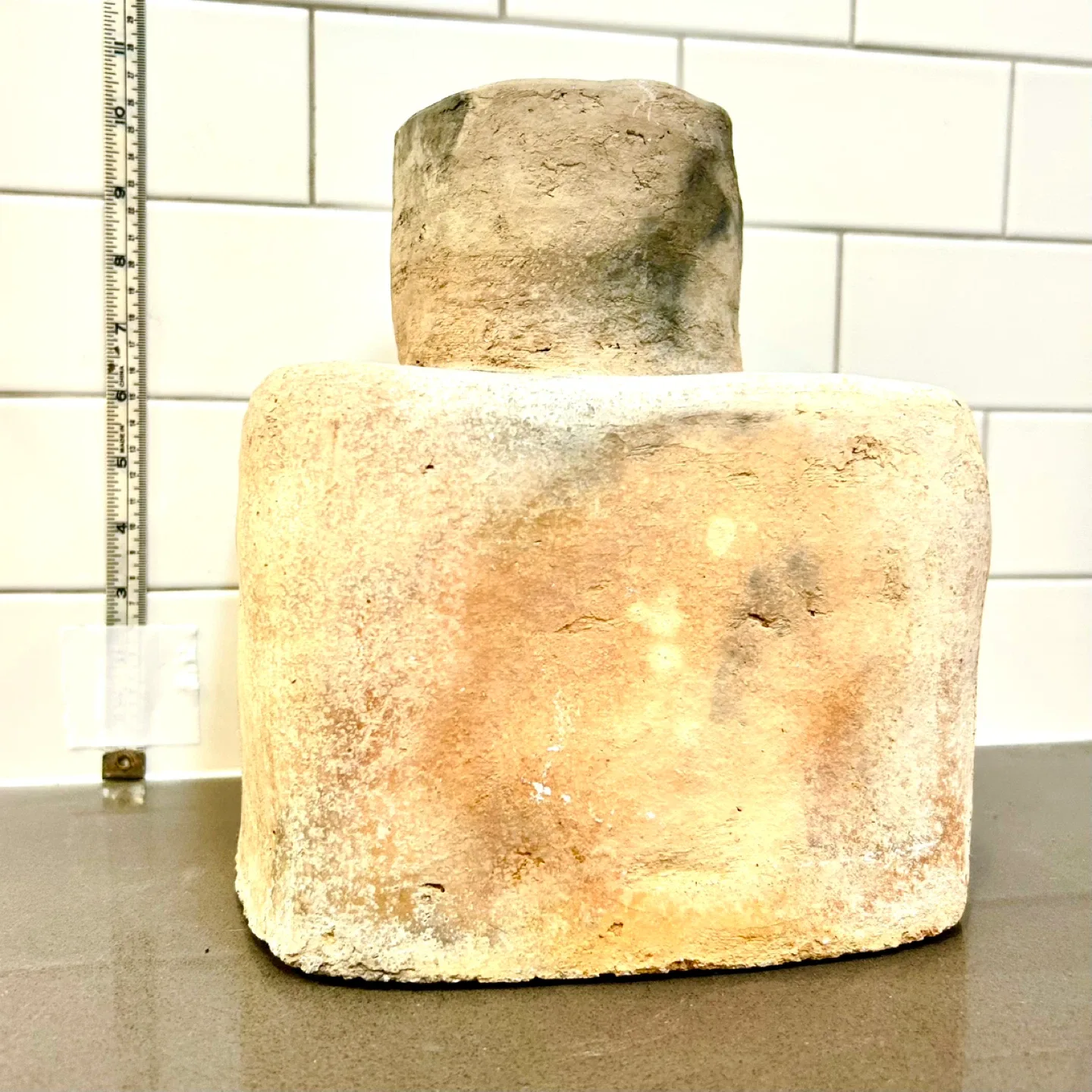 Handmade Pastel Pink and Grey Cement Vase image indicator(2)