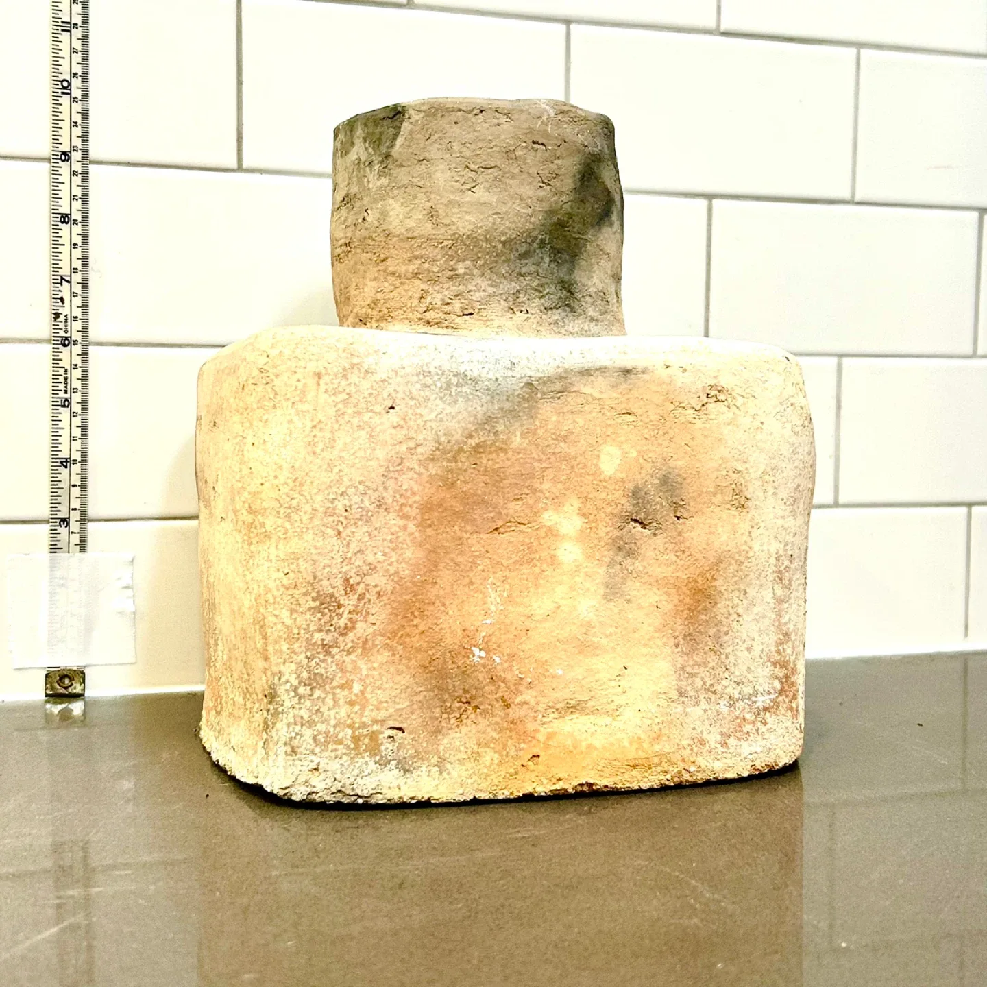 Handmade Pastel Pink and Grey Cement Vase image indicator(4)