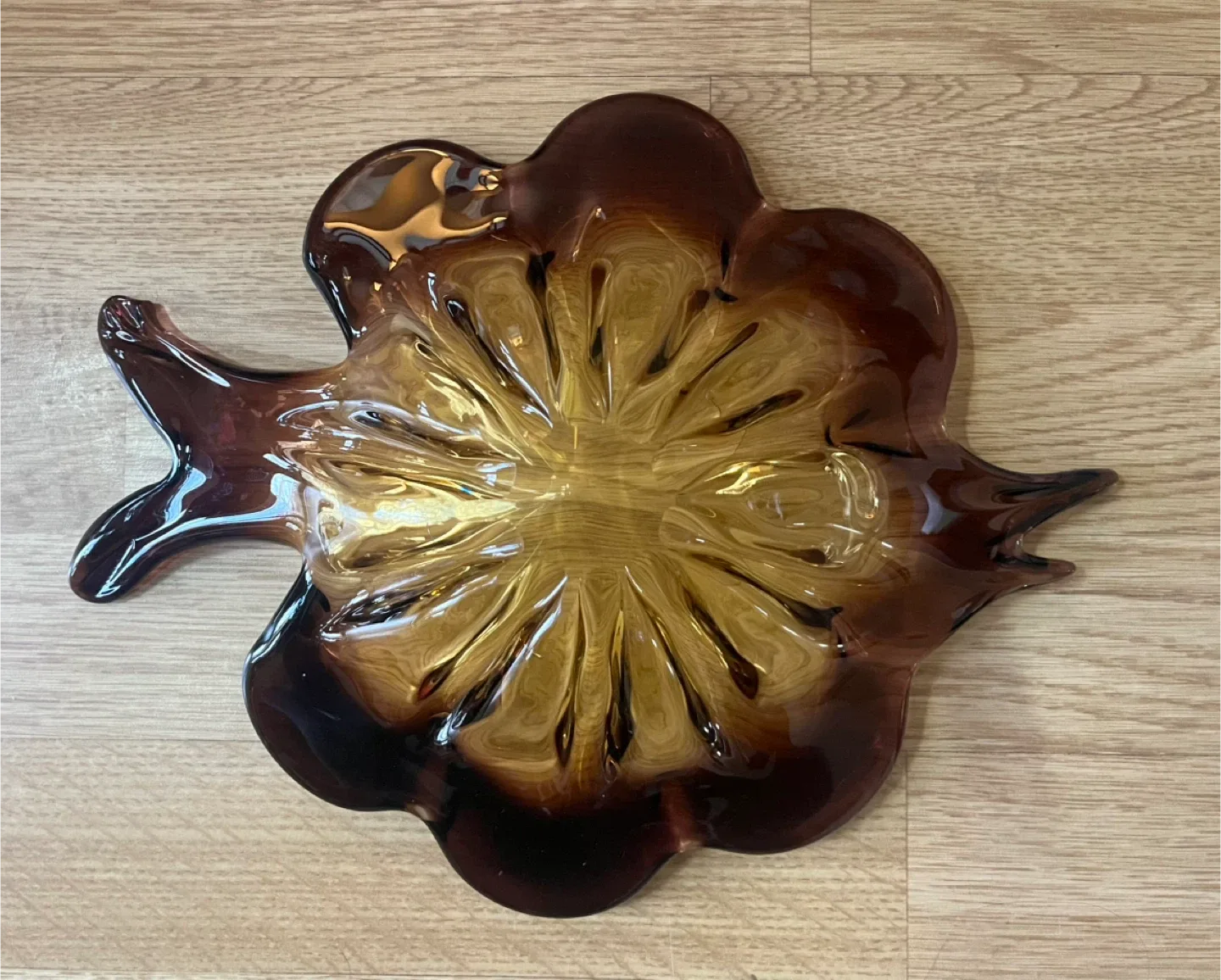 Vintage Art Glass Flower Bowl - Brown & Amber image indicator(5)