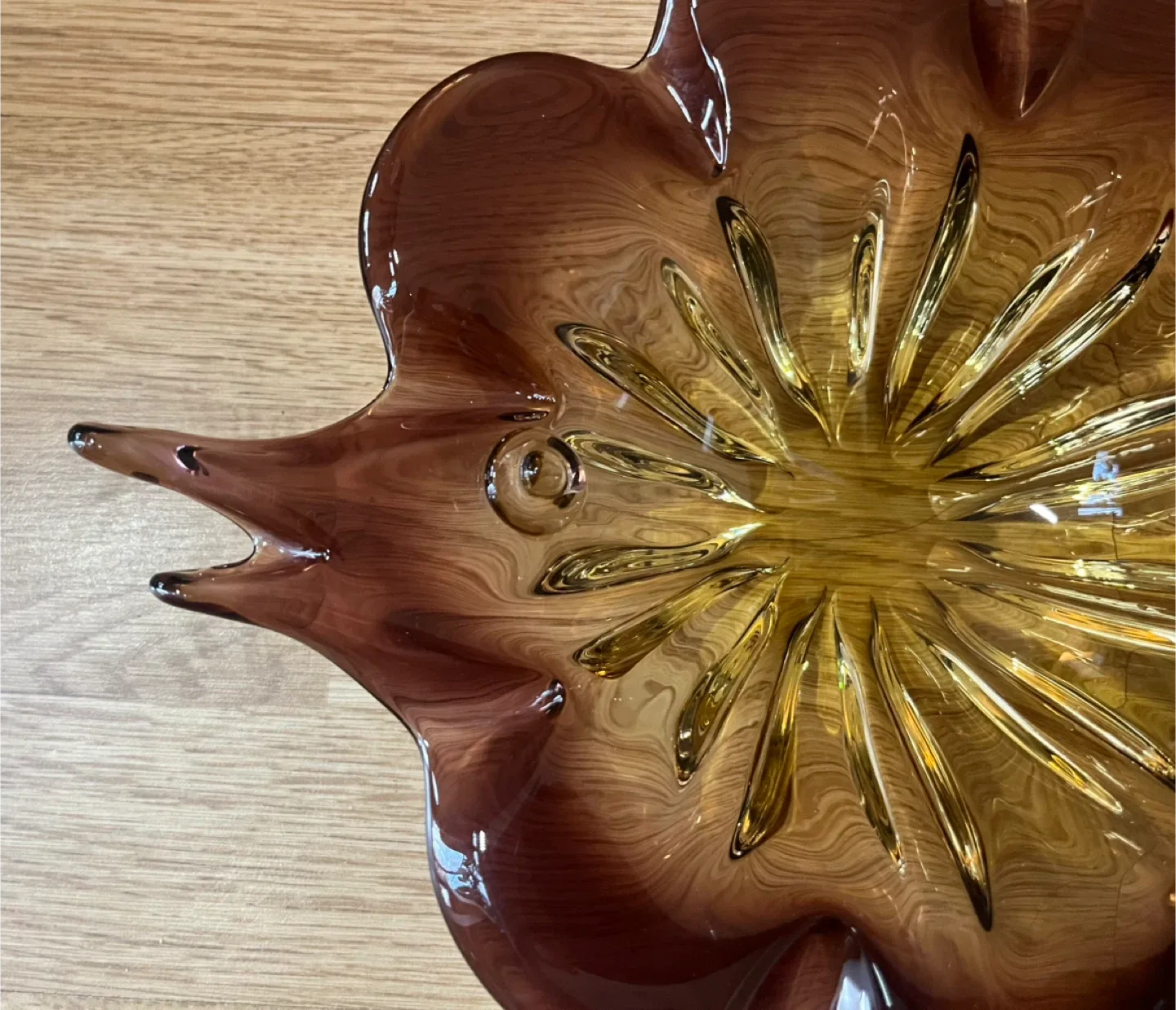 Vintage Art Glass Flower Bowl - Brown & Amber image indicator(4)