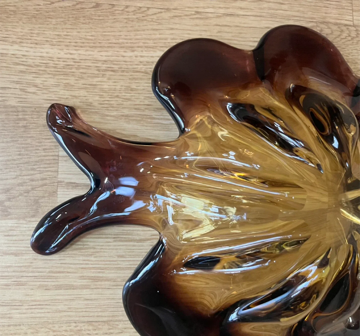 Vintage Art Glass Flower Bowl - Brown & Amber image indicator(6)