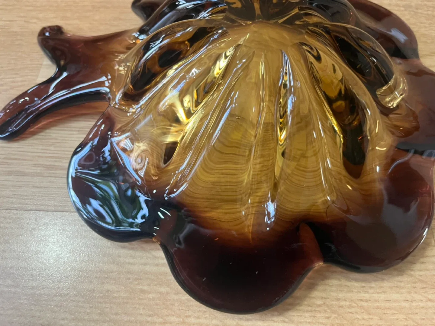 Vintage Art Glass Flower Bowl - Brown & Amber image indicator(7)