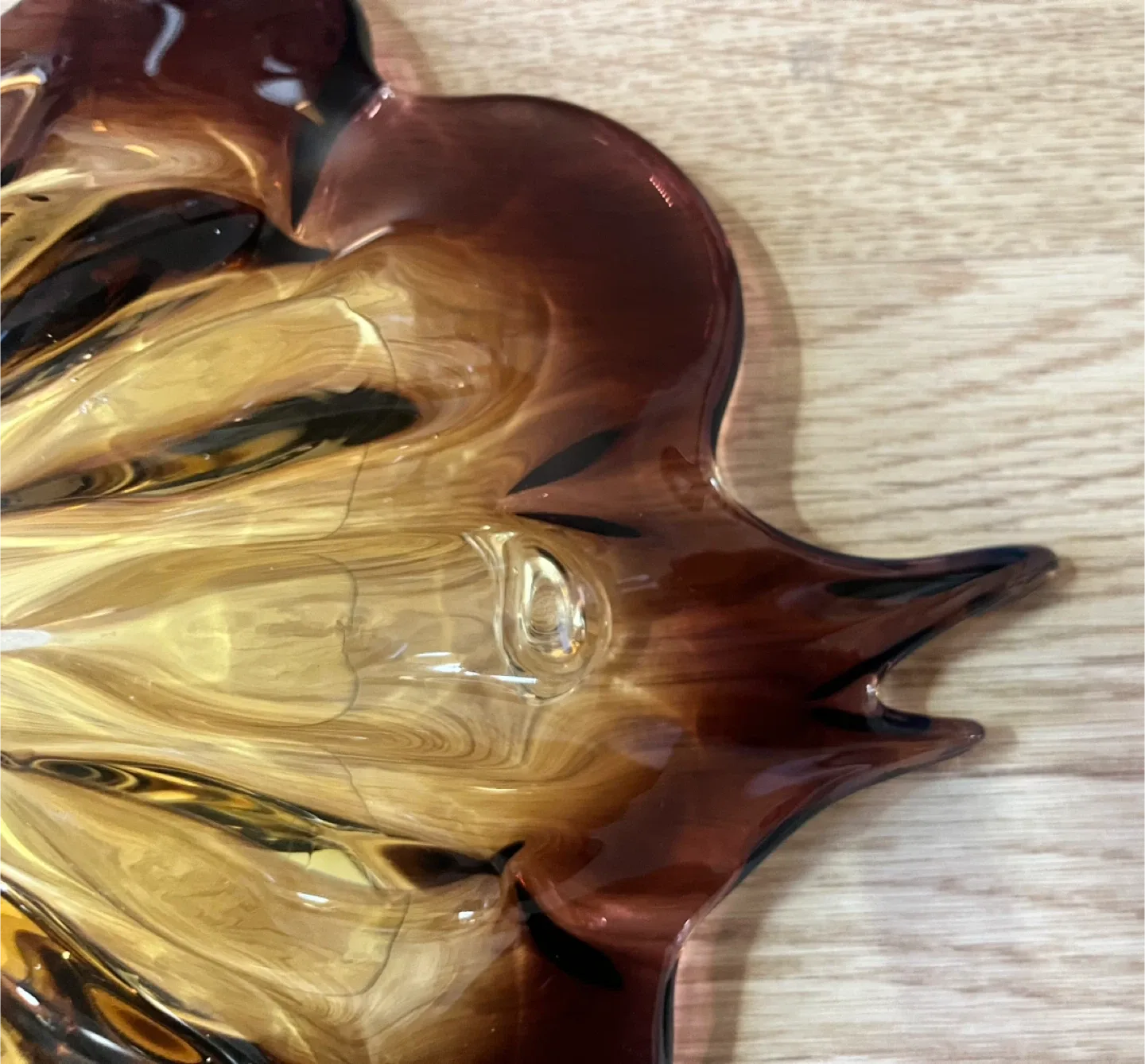 Vintage Art Glass Flower Bowl - Brown & Amber image indicator(8)