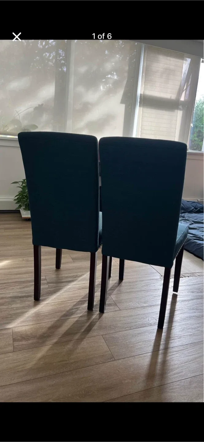 Set of 2 Teal Dining Chairs