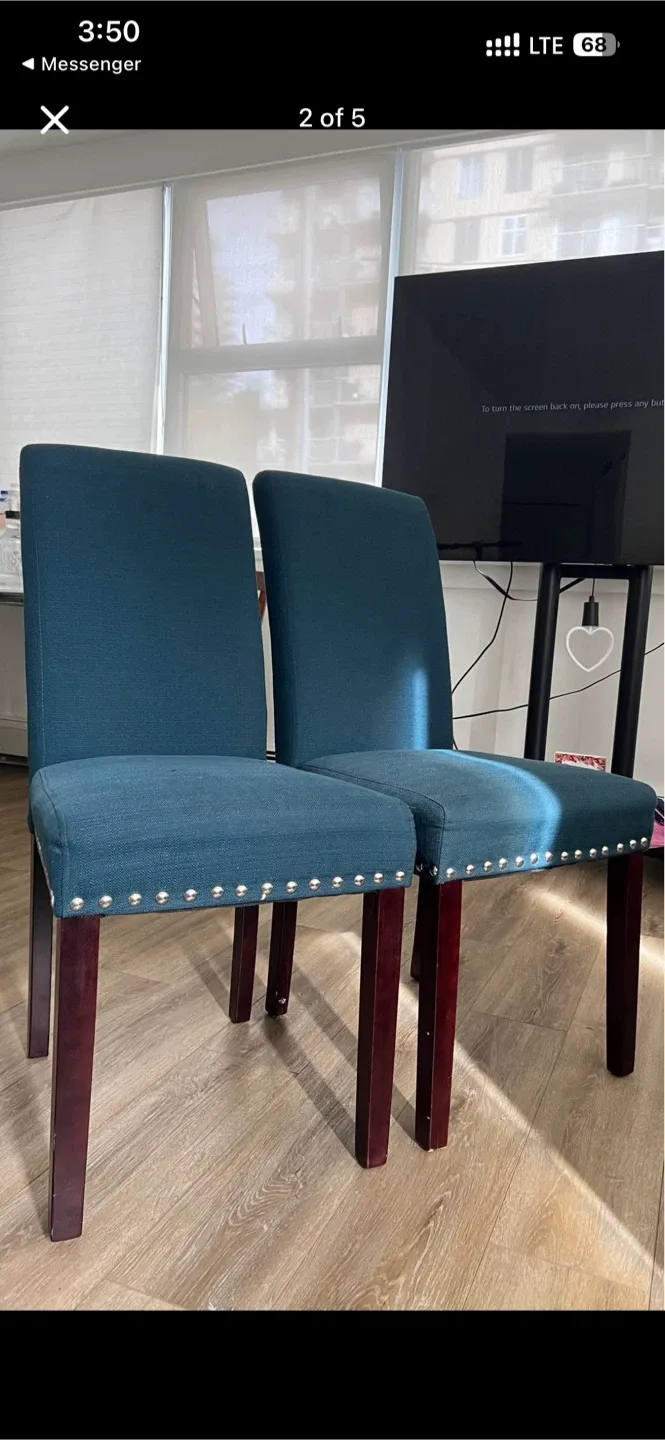 Set of 2 Teal Dining Chairs image indicator(2)