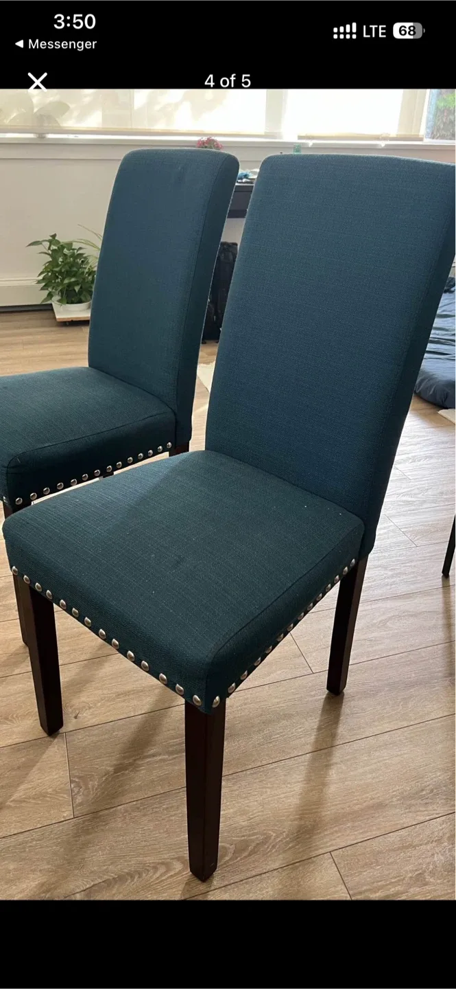 Set of 2 Teal Dining Chairs image indicator(4)
