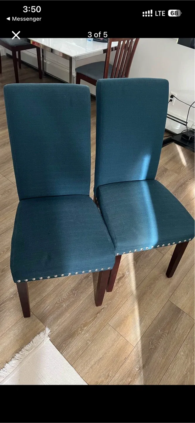 Set of 2 Teal Dining Chairs image indicator(3)