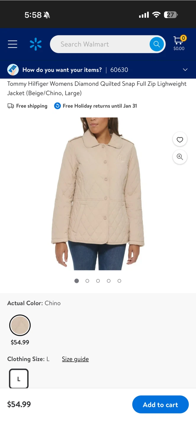 Tommy Hilfiger Diamond Quilted Jacket - Beige Size S - photo 3