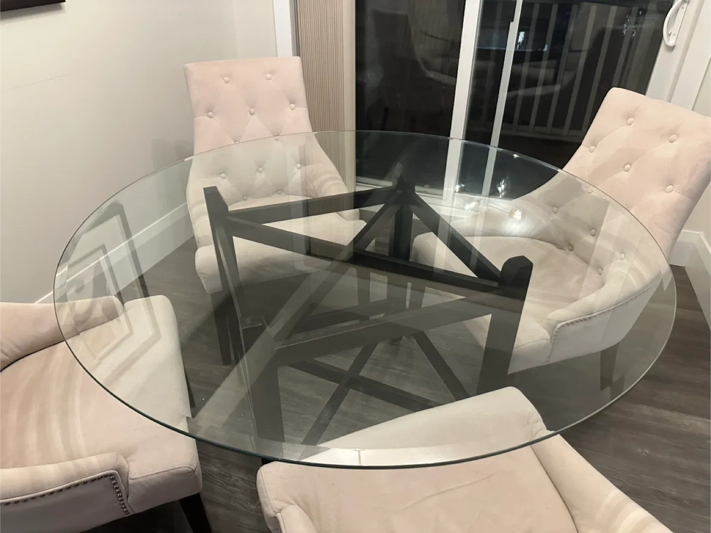 Glass Round Dining Table with 4 Chairs image indicator(2)