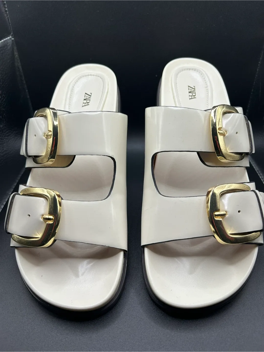 Size 7.5 - Zara Cream Buckle Sandals