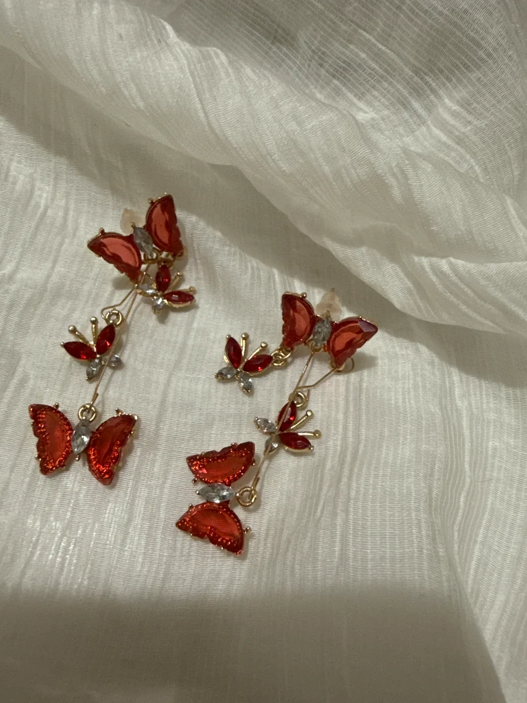 Red Butterfly Dangle Earrings