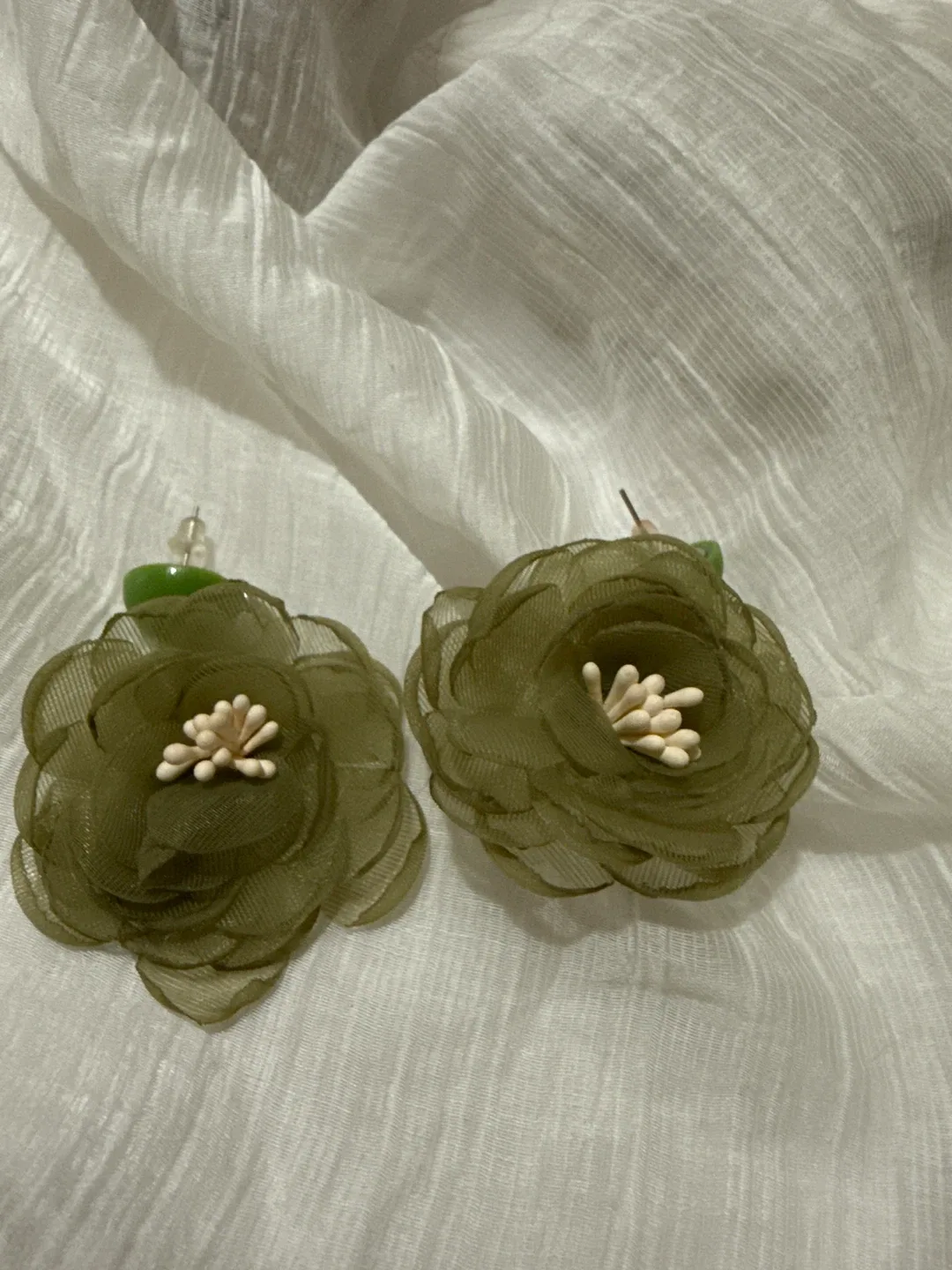 Flower Earrings - Green
