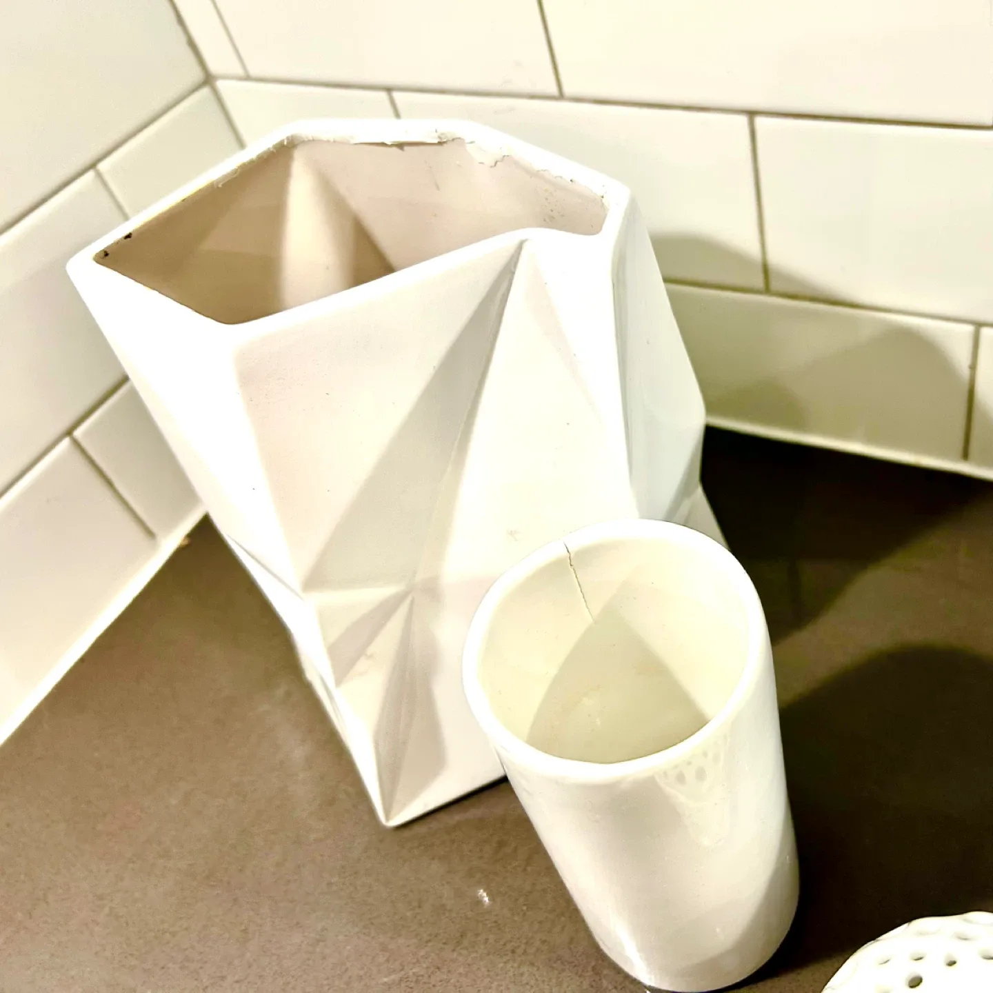 Lot of Polished White Ceramic Boho Chic Decor image indicator(4)