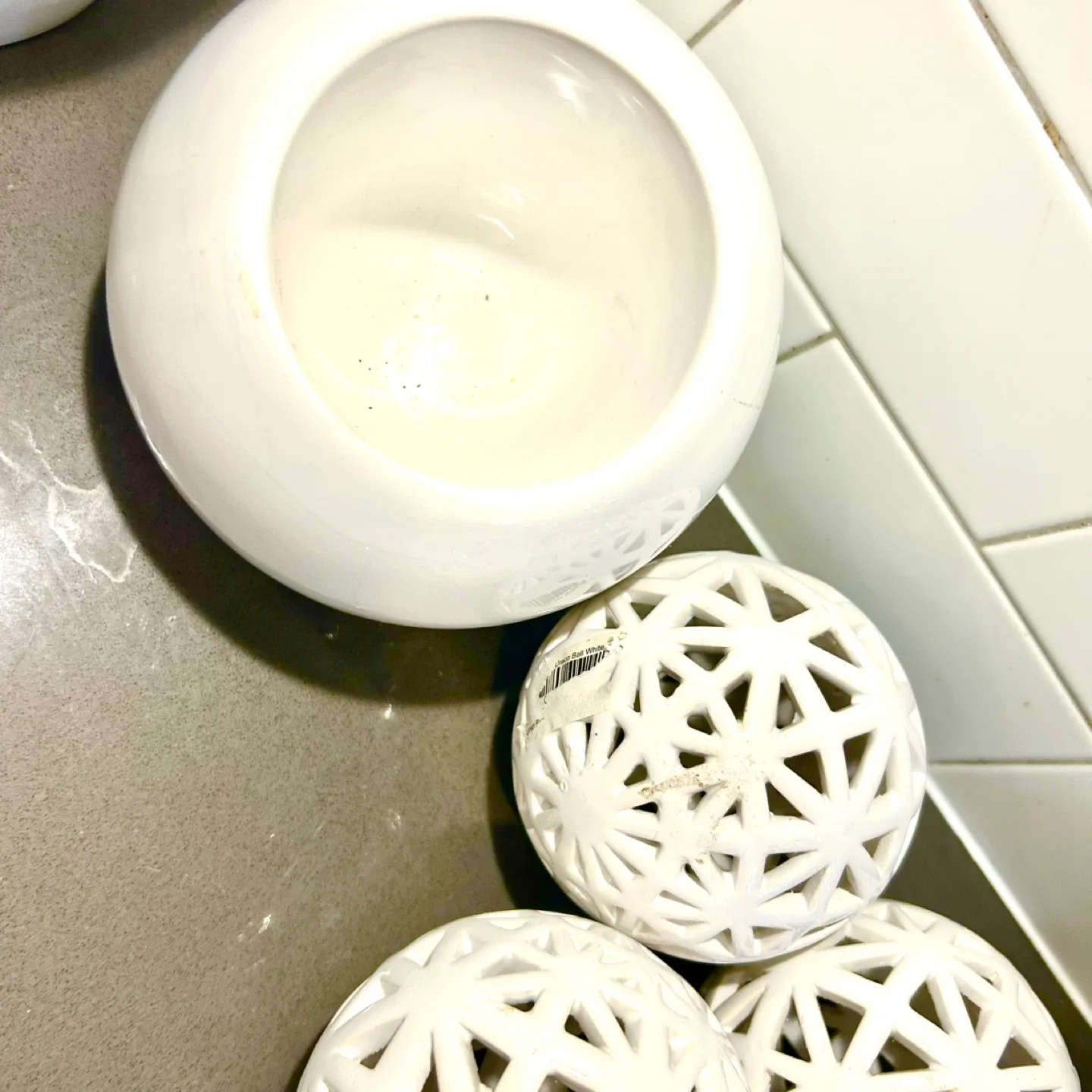 Lot of Polished White Ceramic Boho Chic Decor image indicator(6)