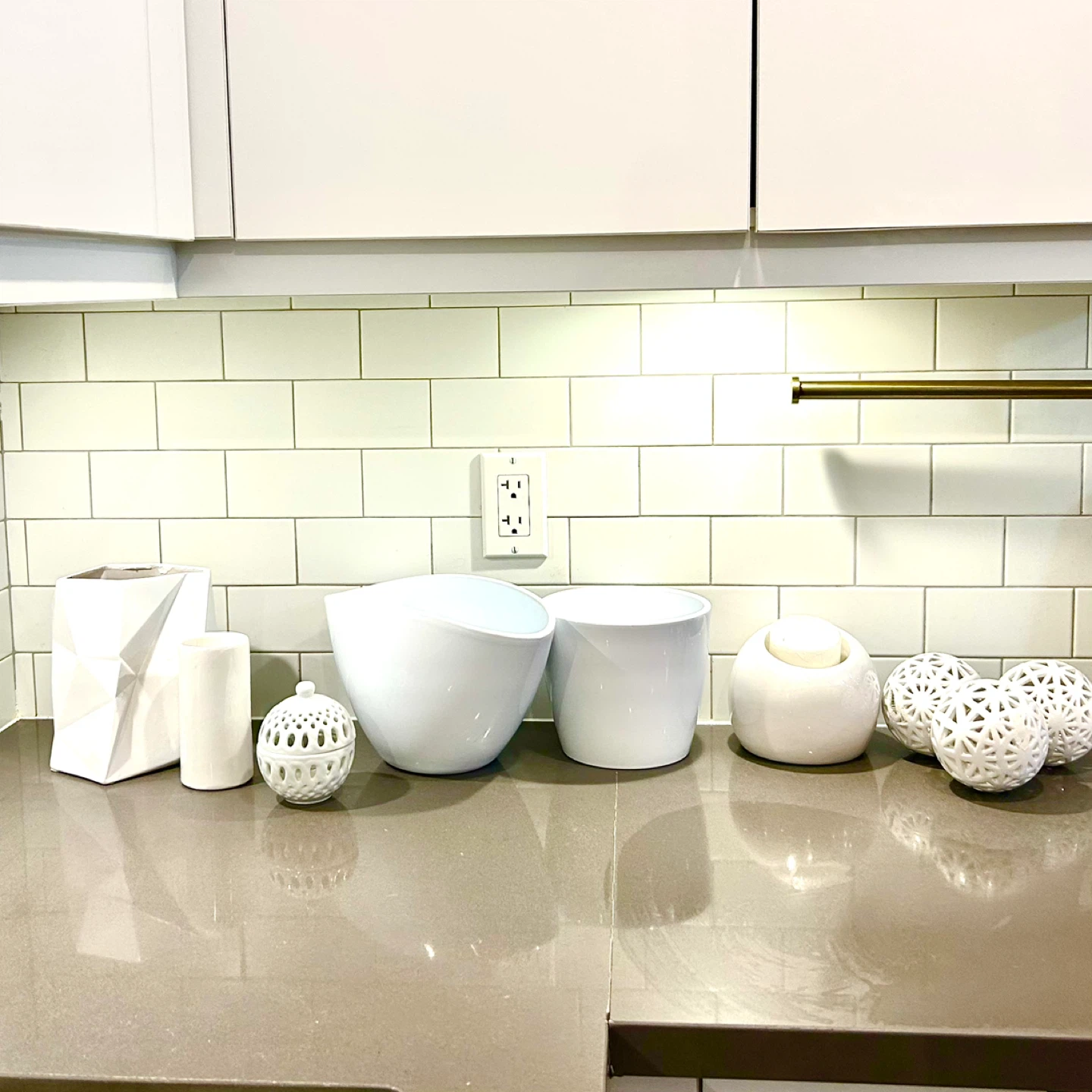 Lot of Polished White Ceramic Boho Chic Decor