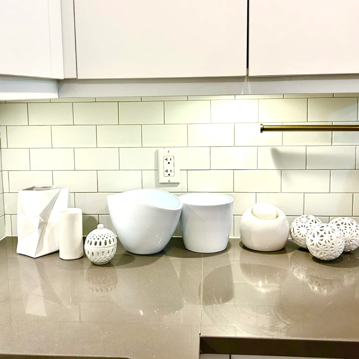 Lot of Polished White Ceramic Boho Chic Decor