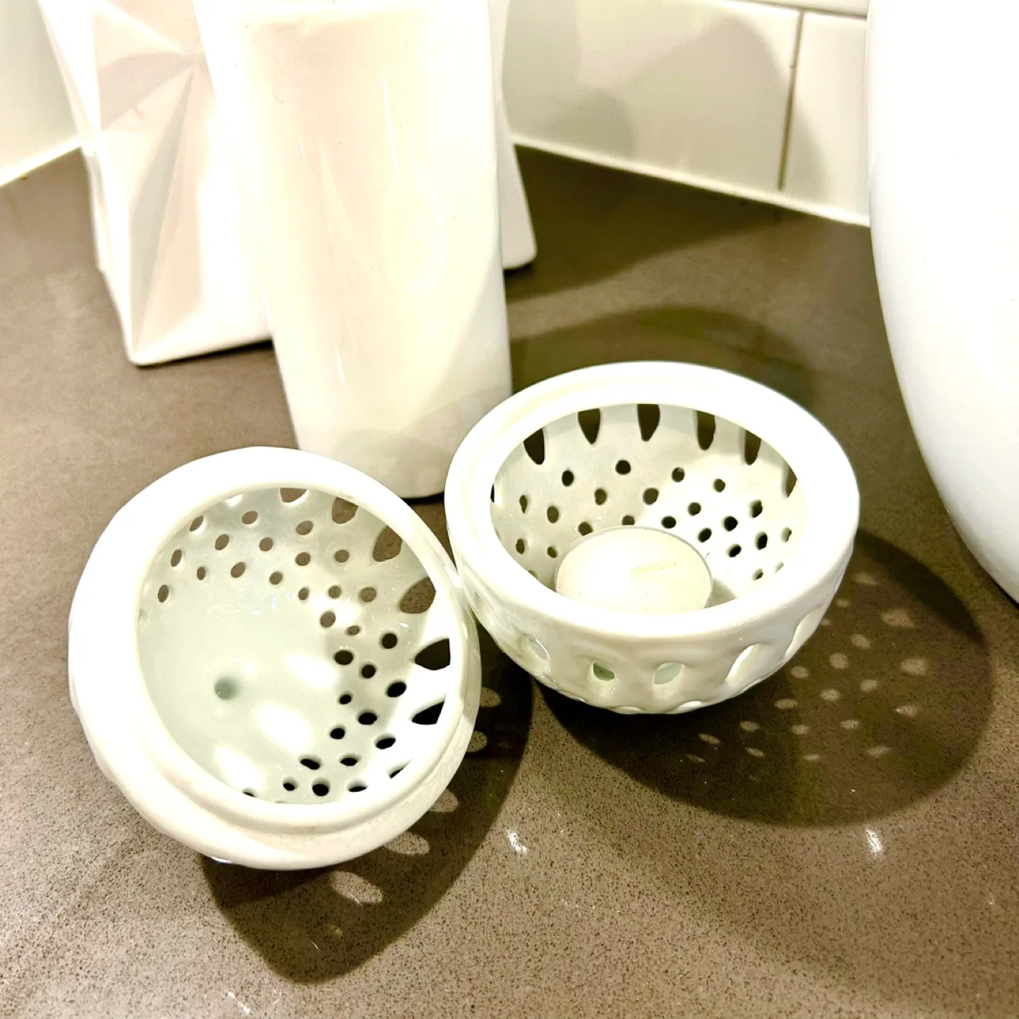 Lot of Polished White Ceramic Boho Chic Decor image indicator(5)