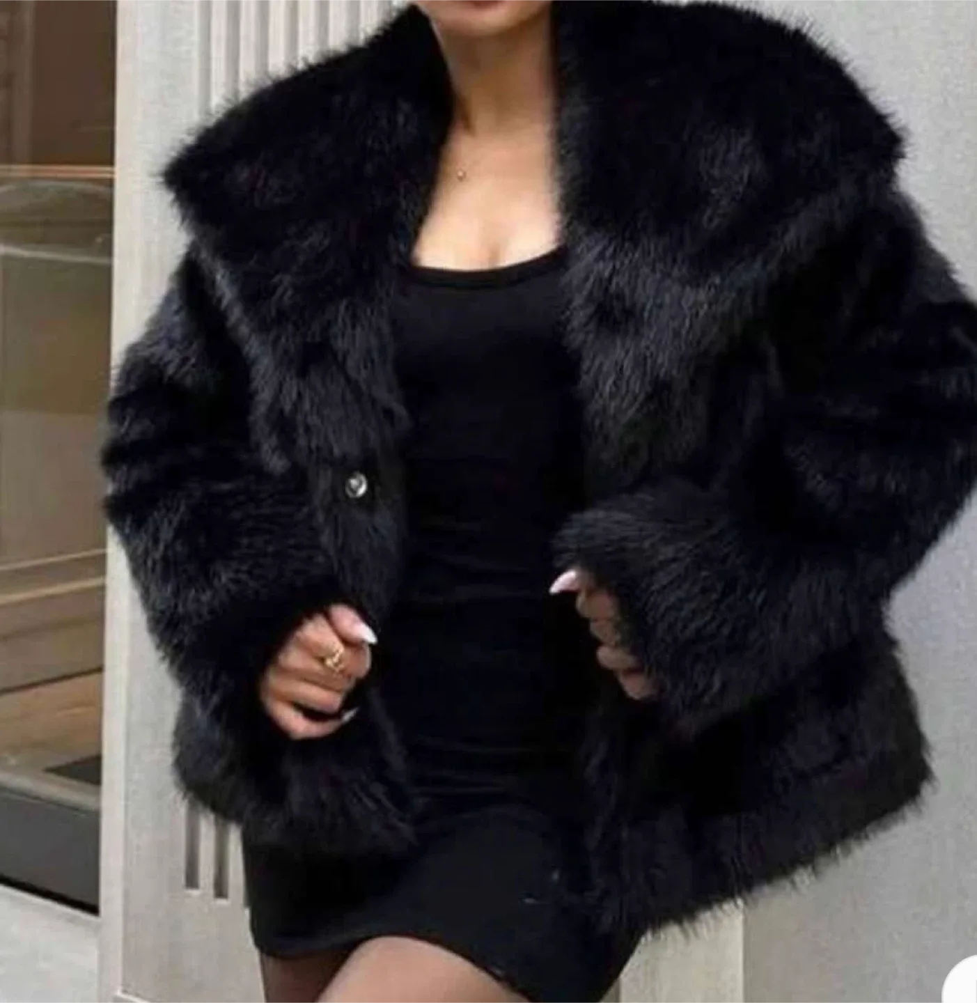 Black Faux Fur Coat