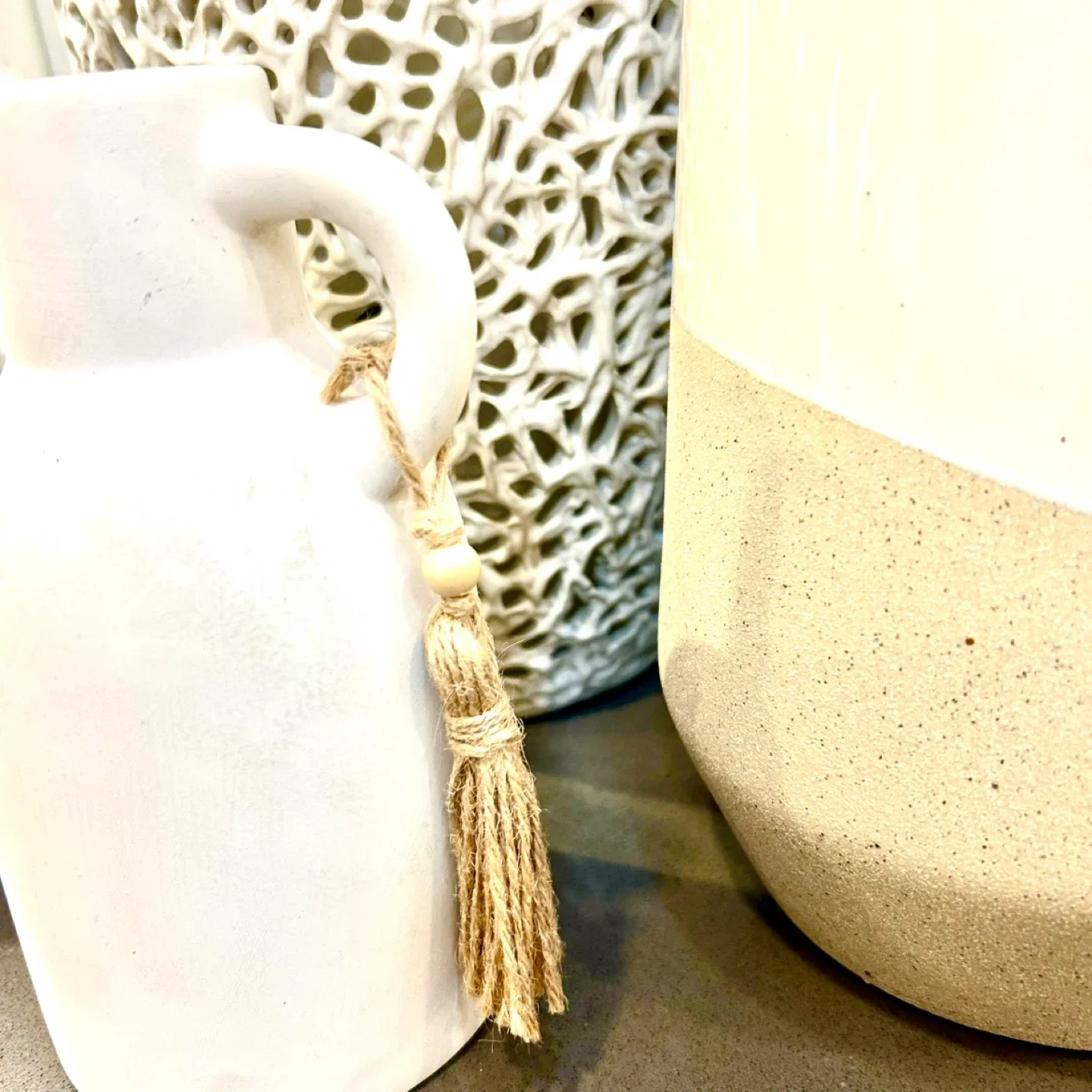 Lot of Minimal Textured Matt off-White Vases image indicator(2)