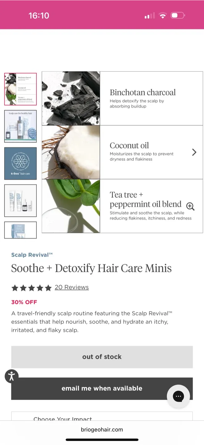 Briogeo Scalp Revival Soothe + Detoxify Hair Care Minis image indicator(4)
