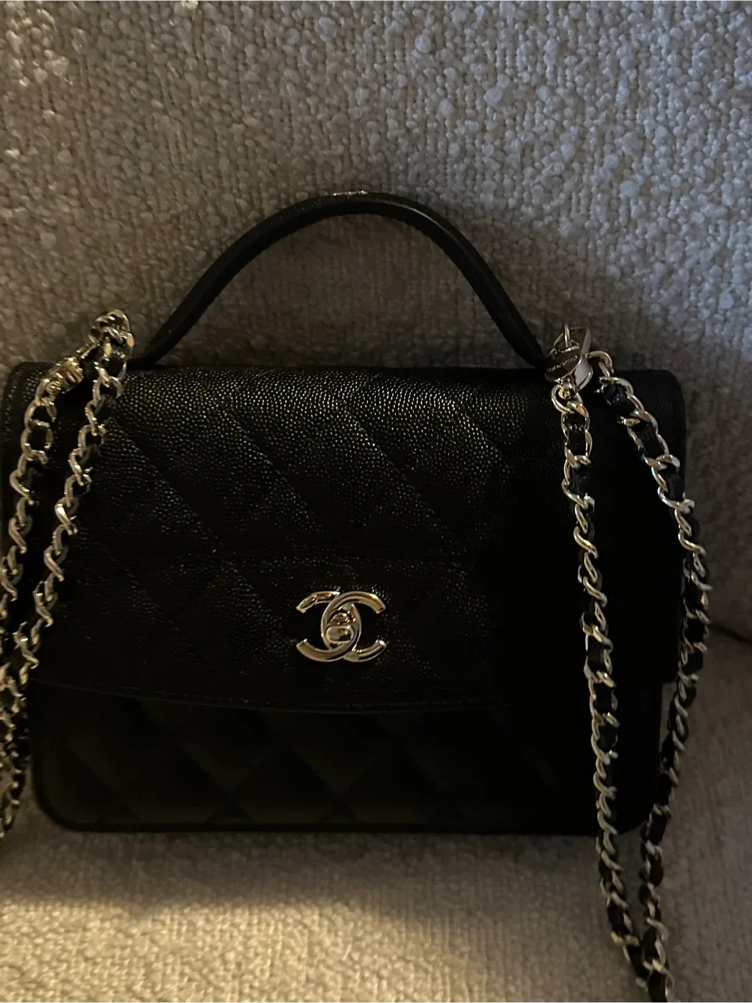 Chanel Black Quilted Top Handle Bag image indicator(2)