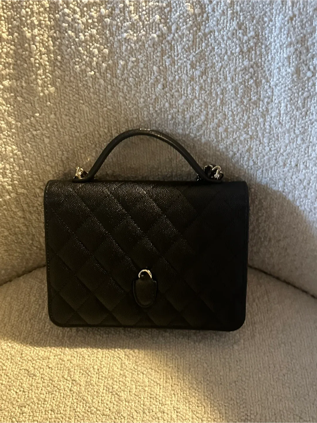 Chanel Black Quilted Top Handle Bag image indicator(3)