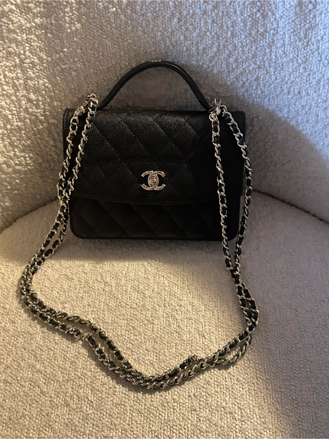 Chanel Black Quilted Top Handle Bag