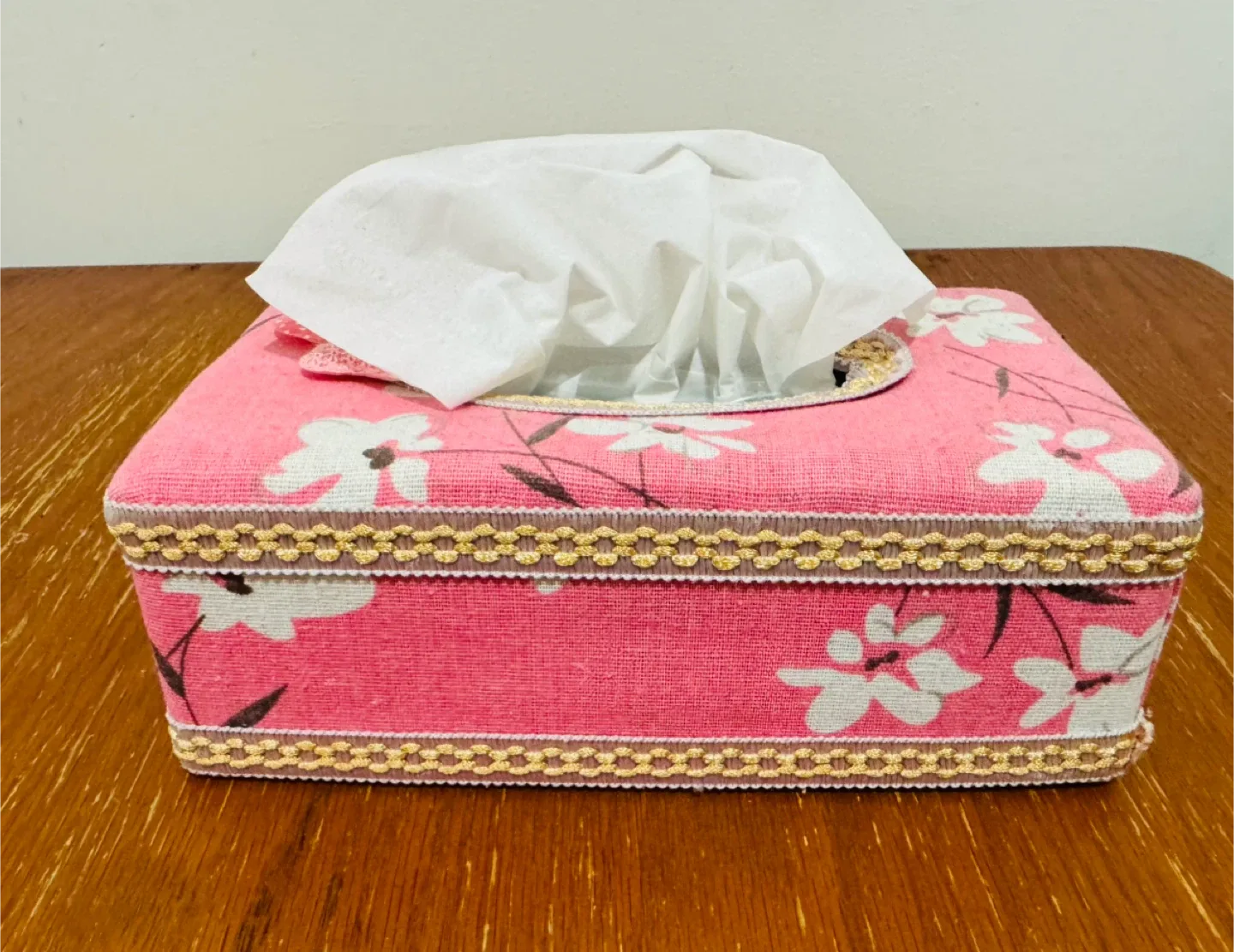 Pink Floral Tissue Box Cover