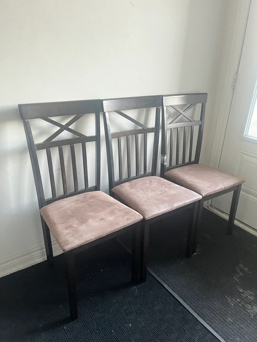 Set of 3 Dining Chairs - Brown