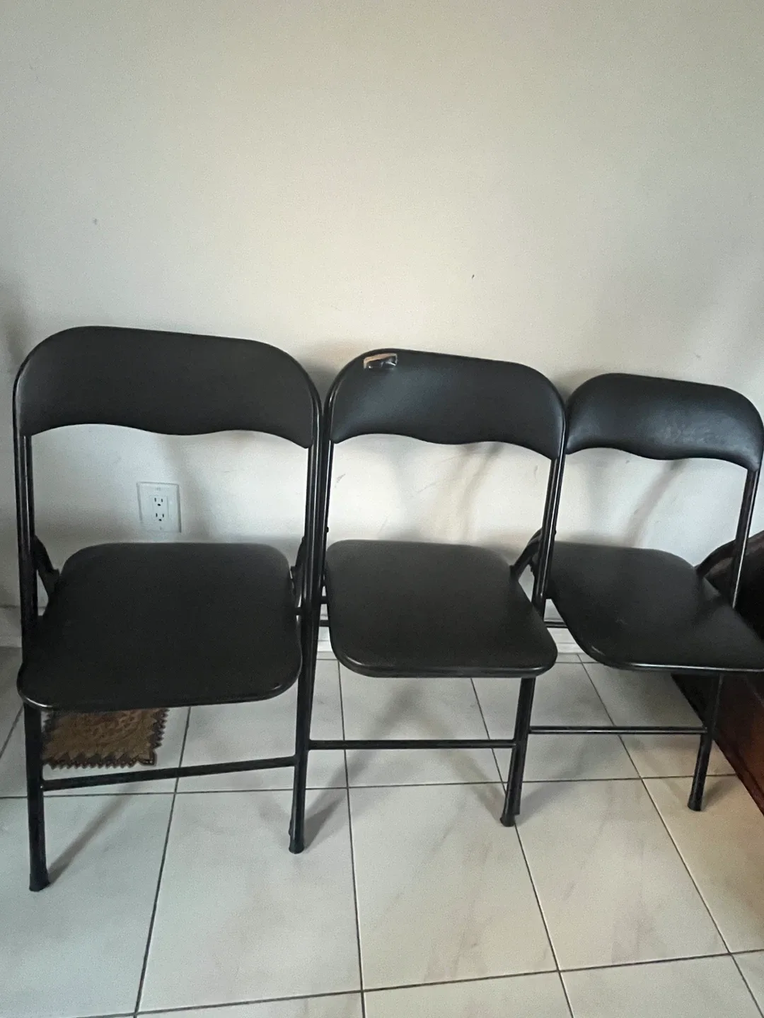 Set of 3 Black Folding Chairs