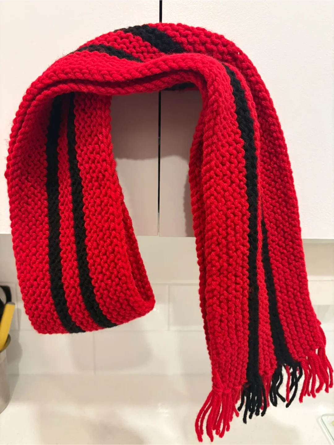 Red & Black Knitted Scarf