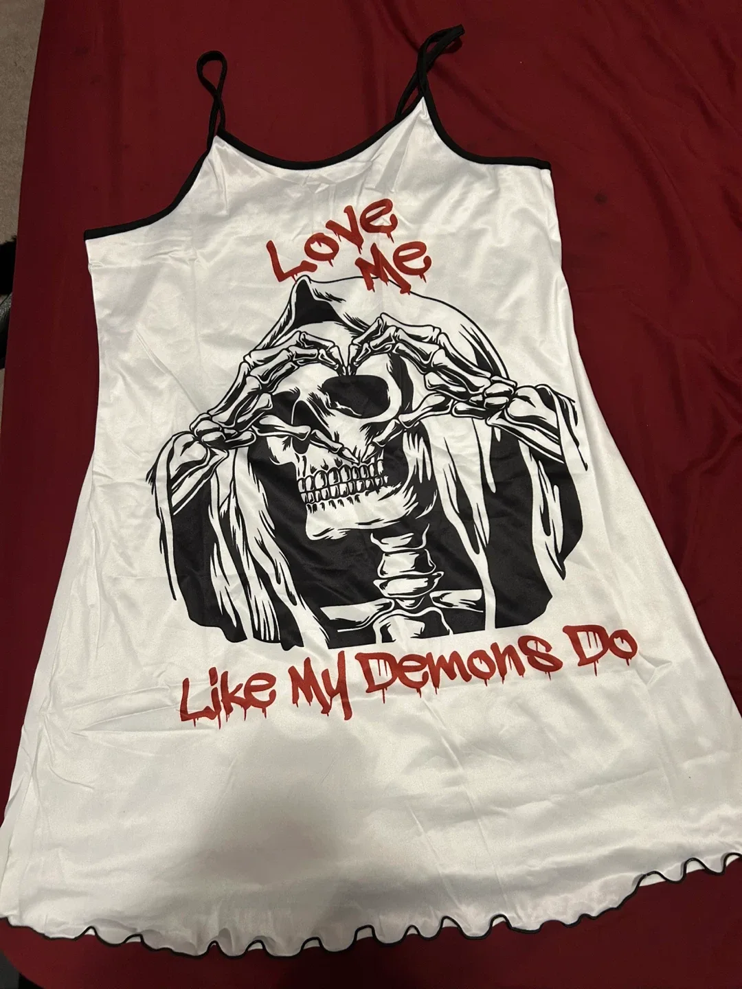 White Graphic Print Slip Dress