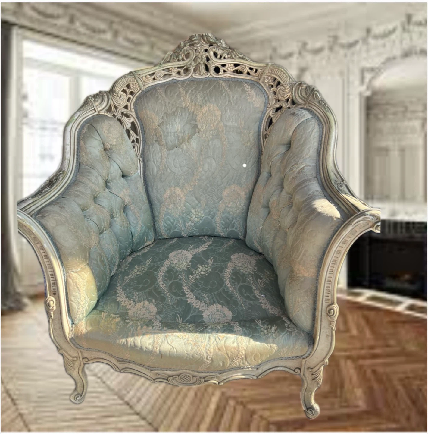 Antique 18th Century French Louis XV carved sofa and chair - photo 3