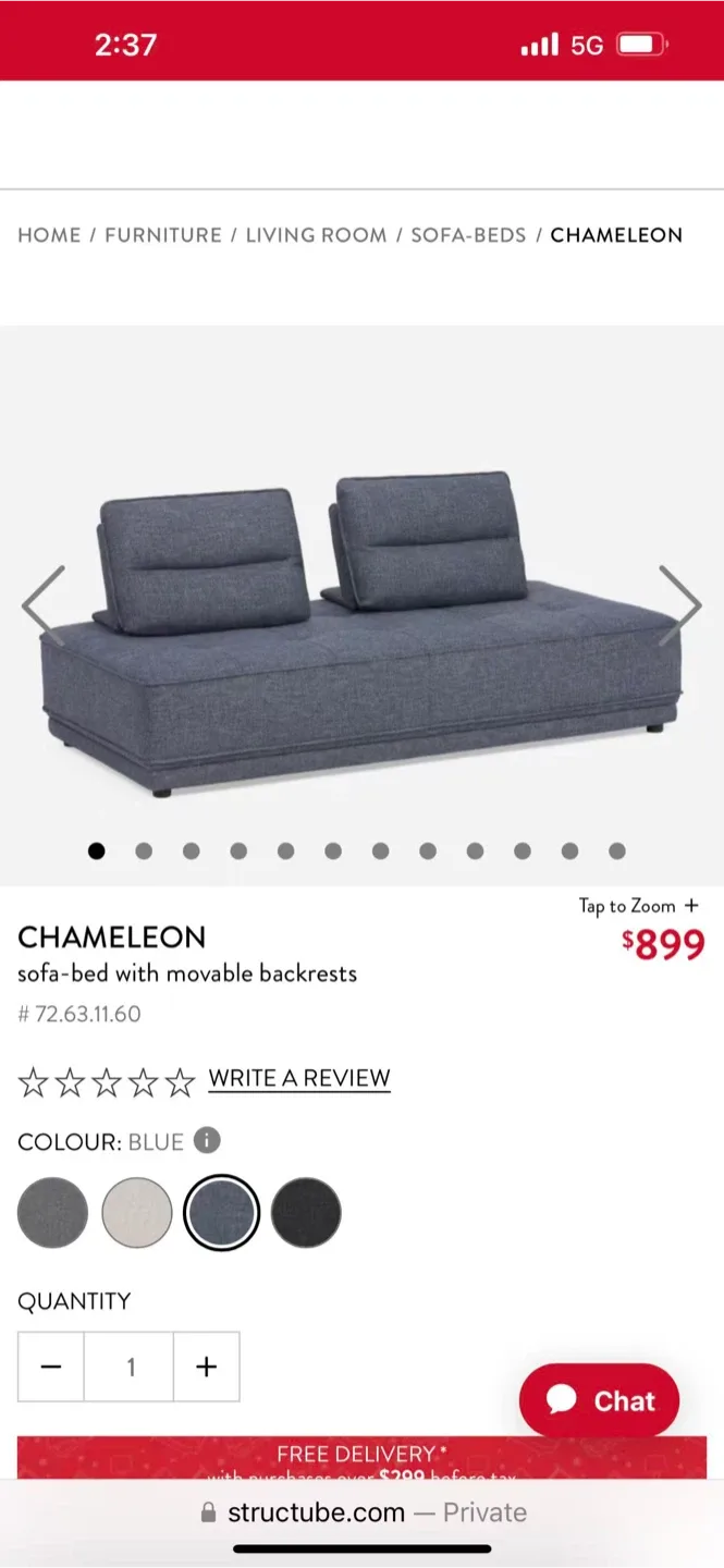 Structube Chameleon Sofa Bed - Blue image indicator(5)