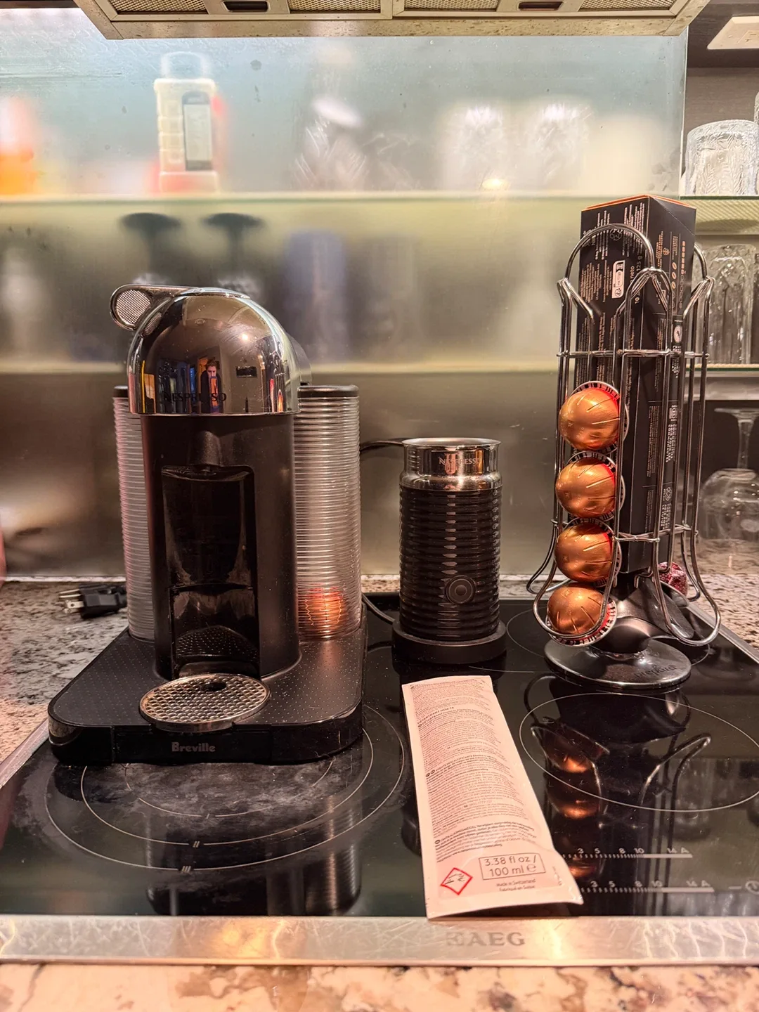 Nespresso Vertuo Coffee Machine + Aeroccino + coffee pod holder