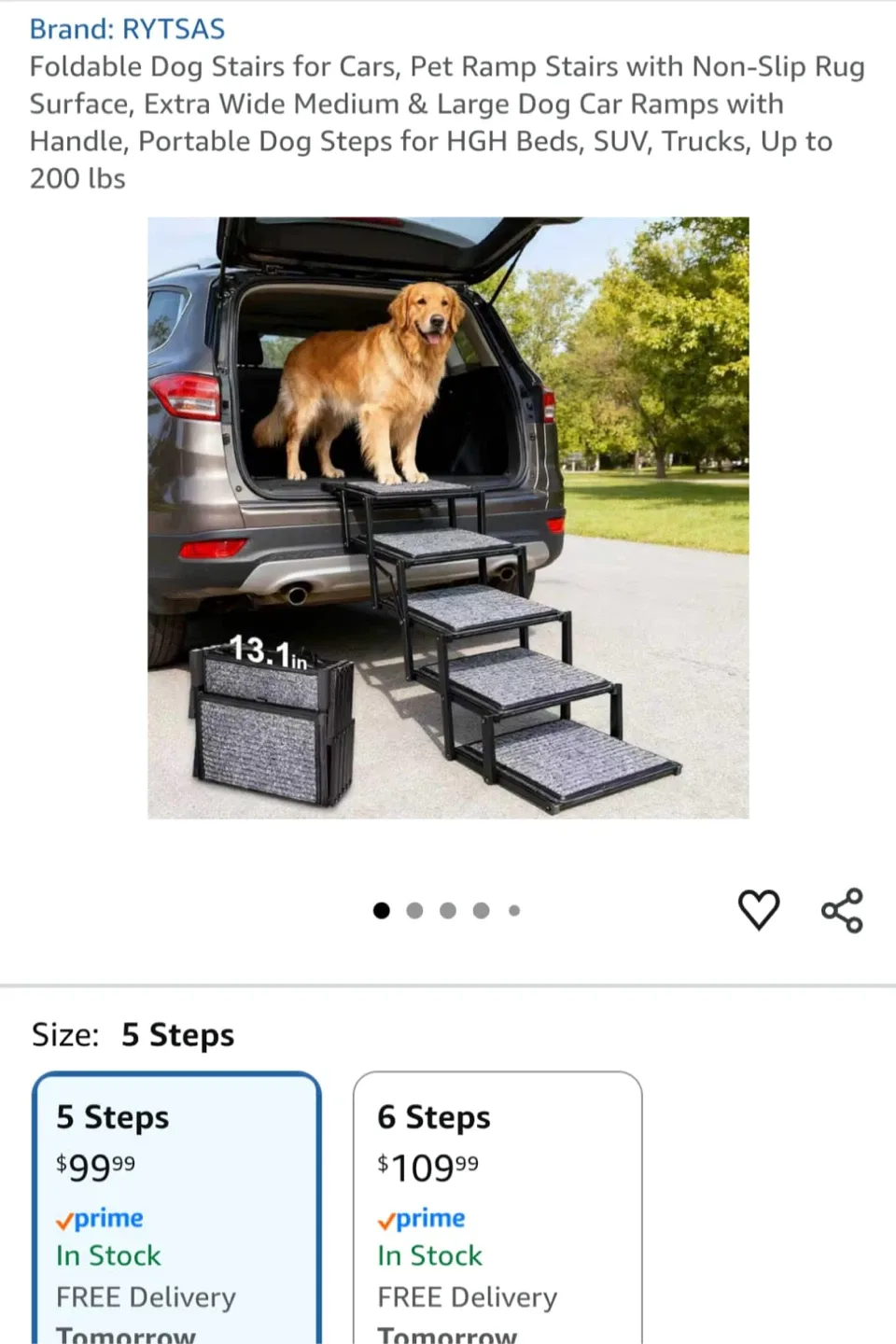 RYTSAS Foldable 5-Step Dog Stairs