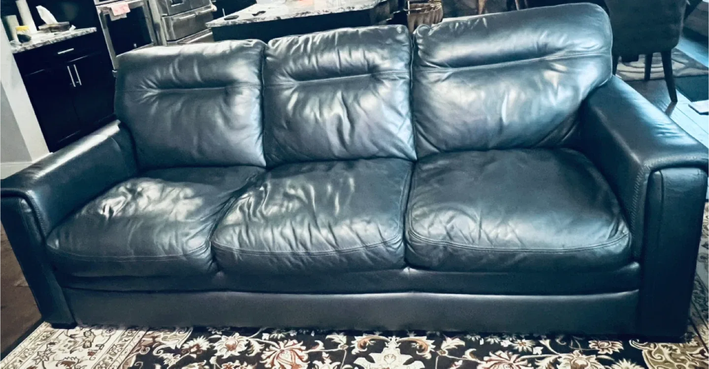 Leather 3-Seater Sofa - Black image indicator(2)