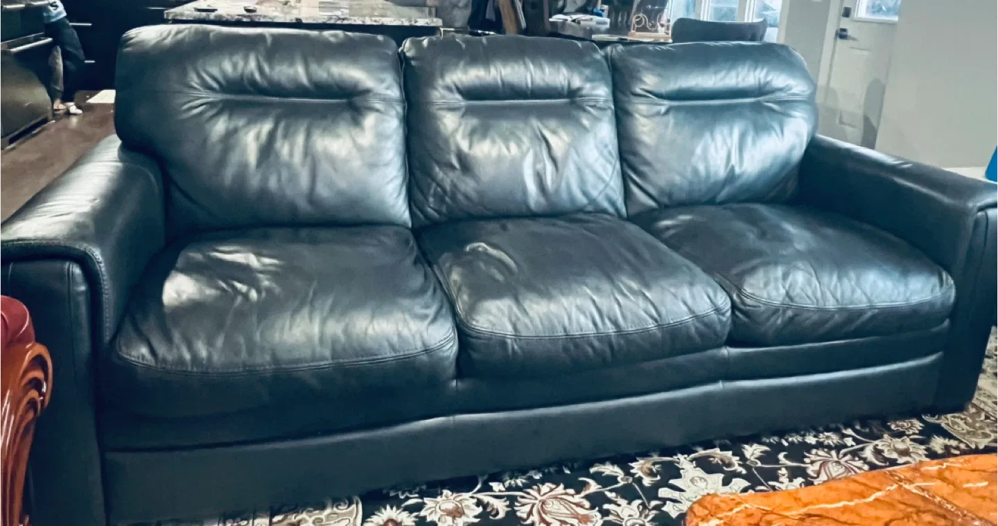 Leather 3-Seater Sofa - Black image indicator(3)