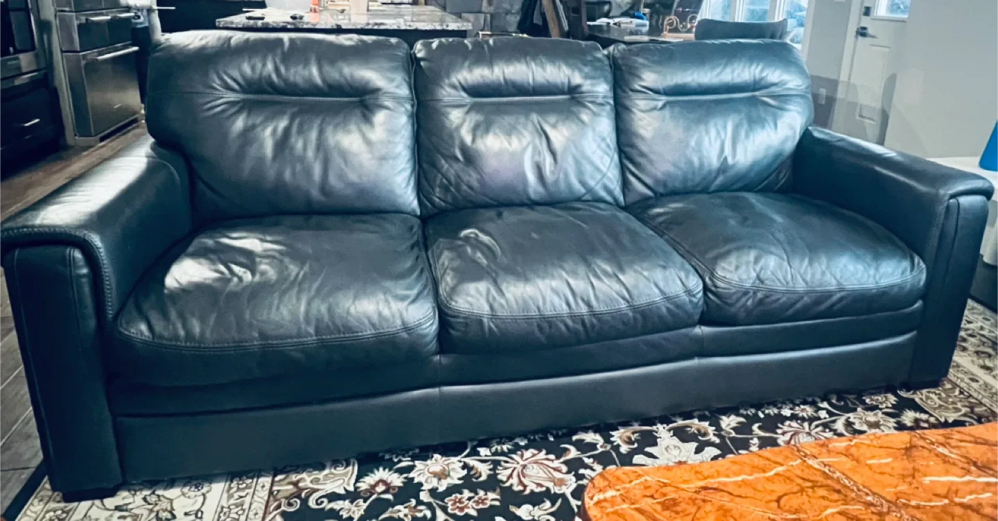 Leather 3-Seater Sofa - Black