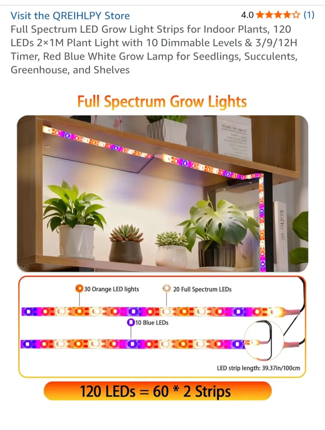 QREIHLPY LED Grow Light Strips - Indoor Plants image indicator(2)
