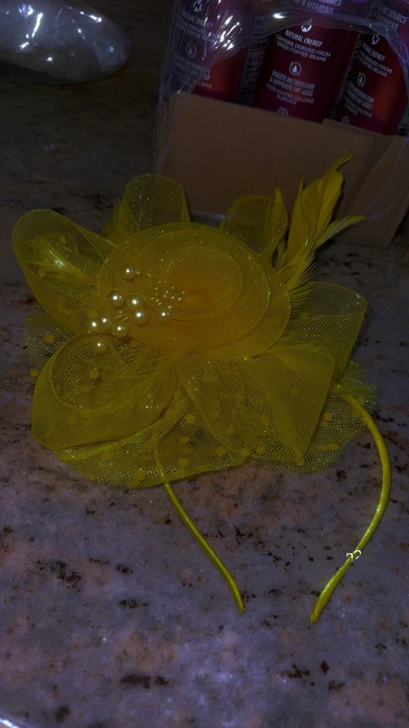 Yellow Flower Fascinator Headband image indicator(2)