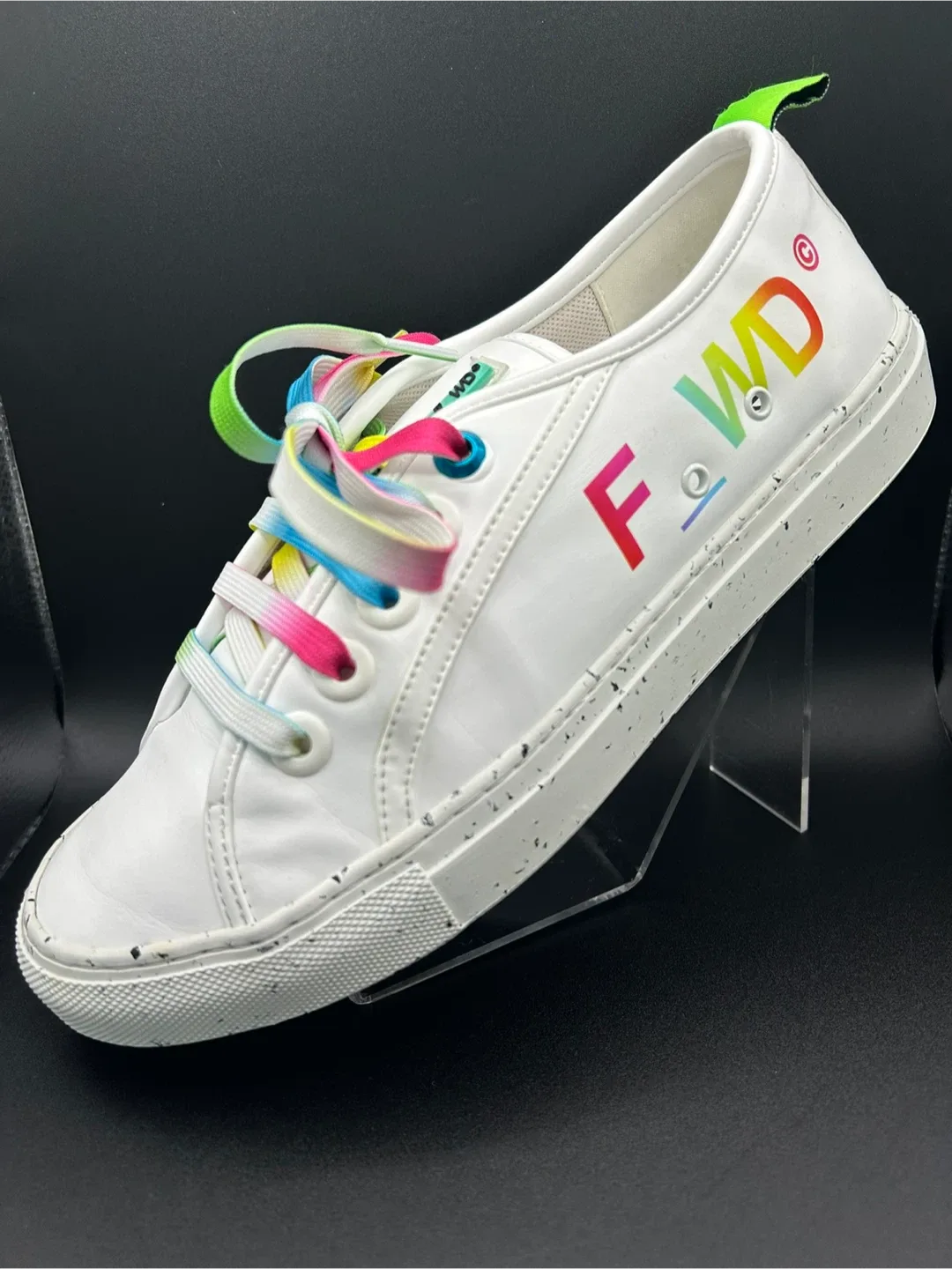 Size 7.5 - F_WD White Sneakers with Rainbow Laces image indicator(2)