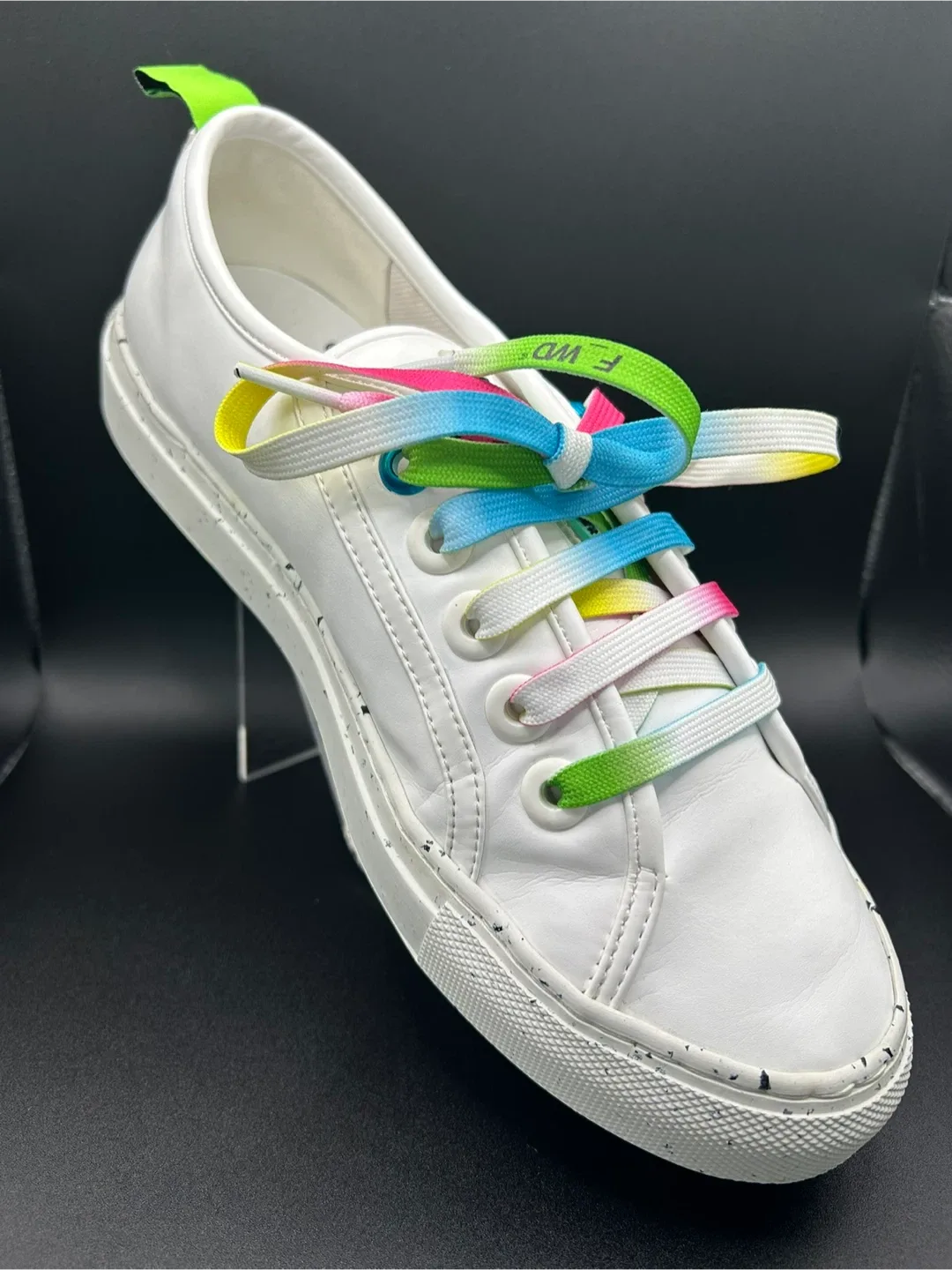 Size 7.5 - F_WD White Sneakers with Rainbow Laces image indicator(4)
