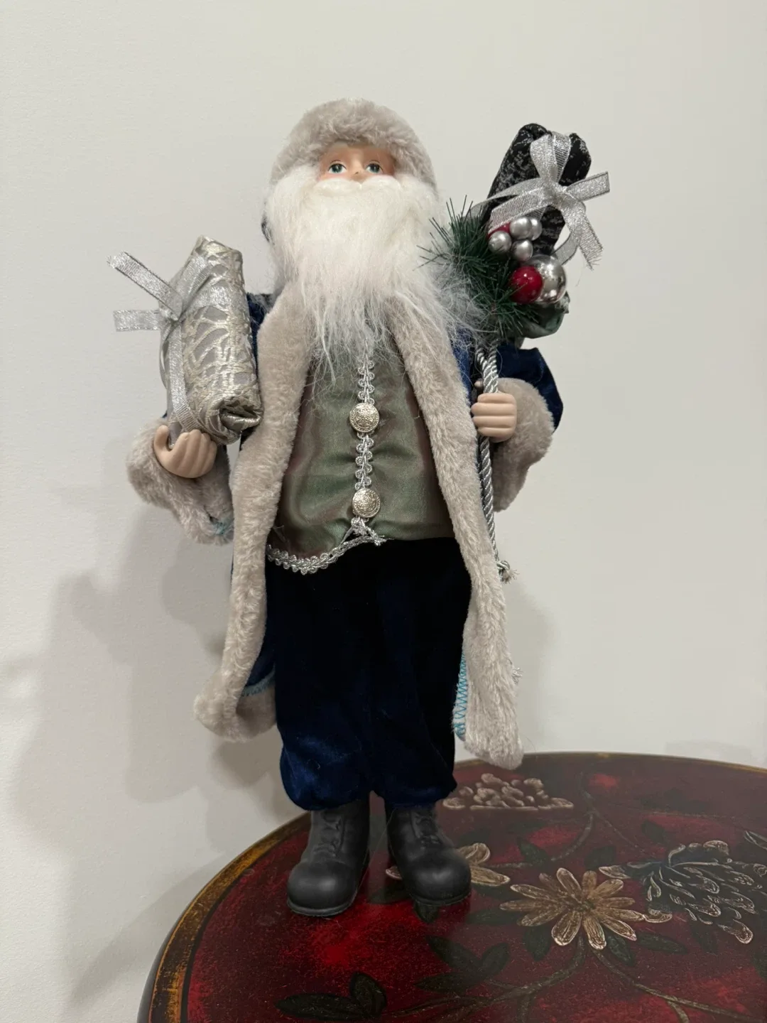 Santa Claus Figurine - Blue Velvet
