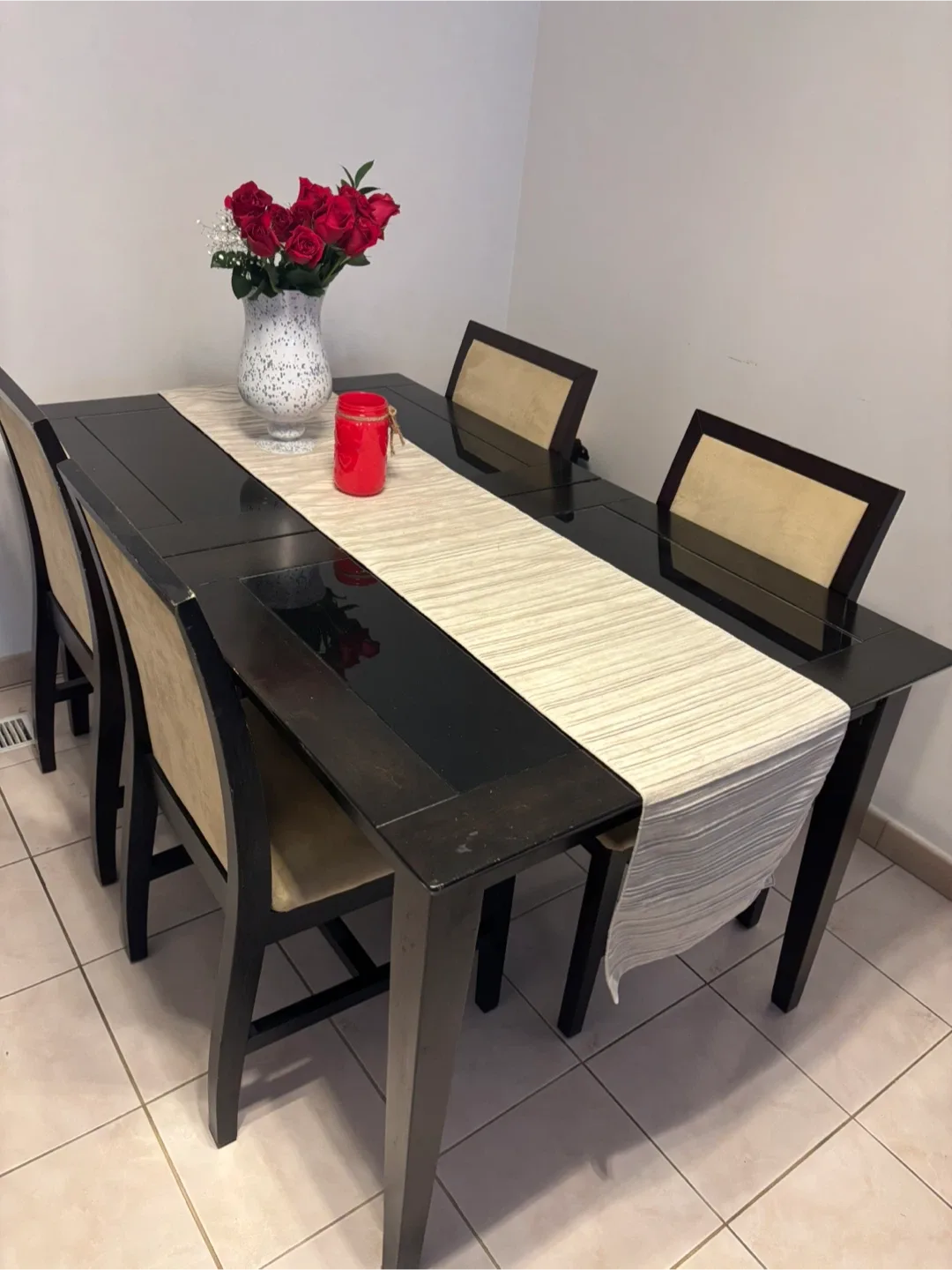 Dining Table with 4 Chairs - Dark Brown