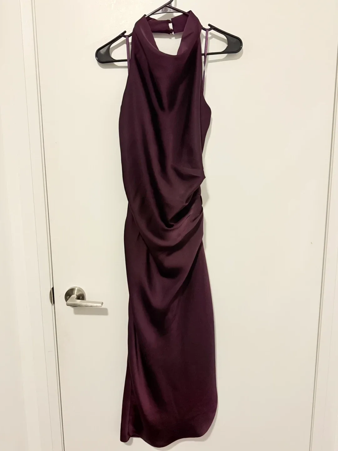 Le Chateau Halter Neck Satin Dress