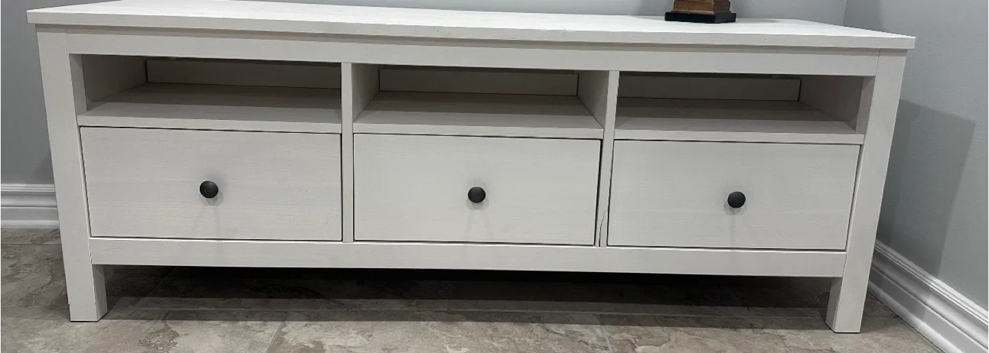 White TV Stand with Drawers