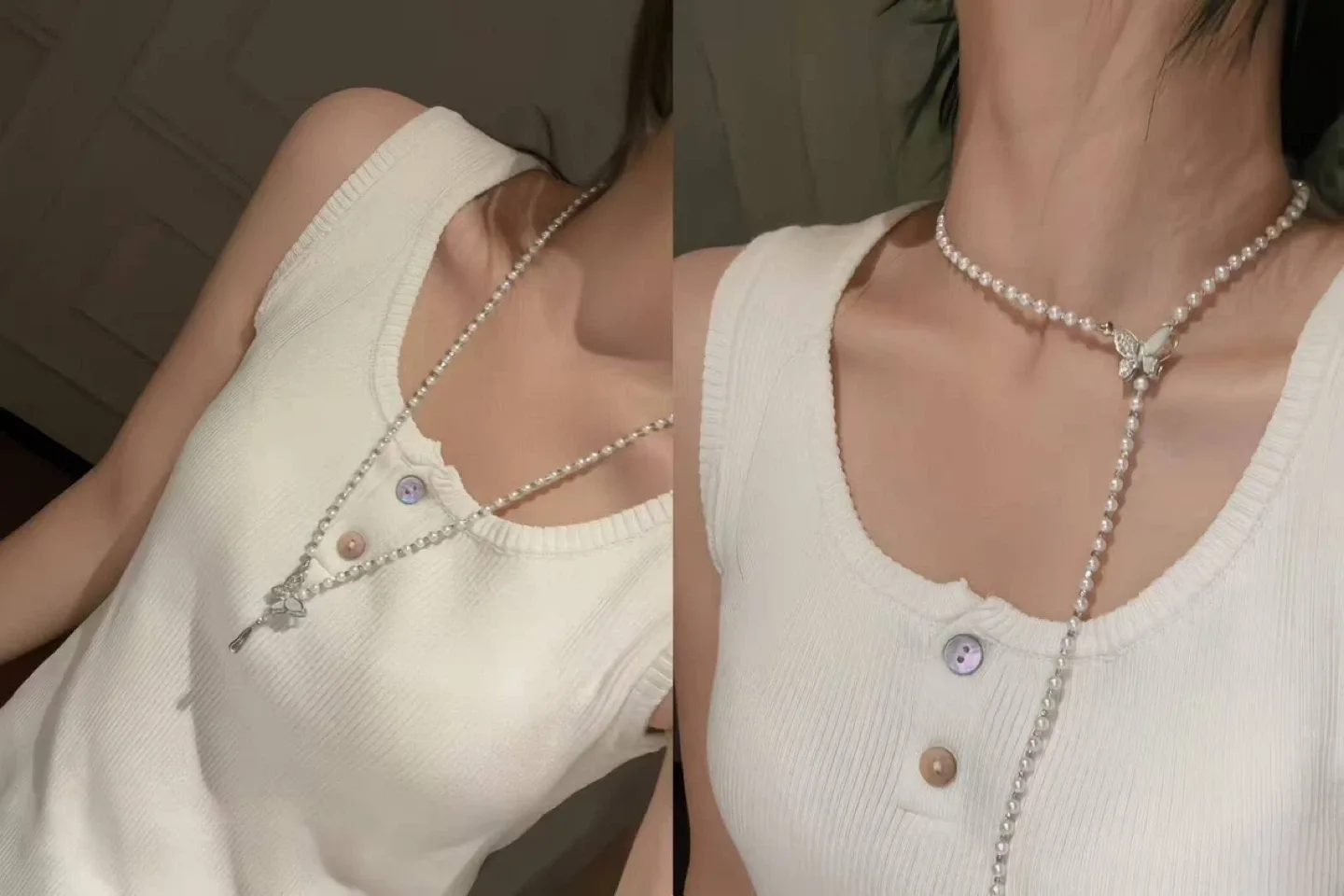 Pearl Necklace with Butterfly Pendant image indicator(5)