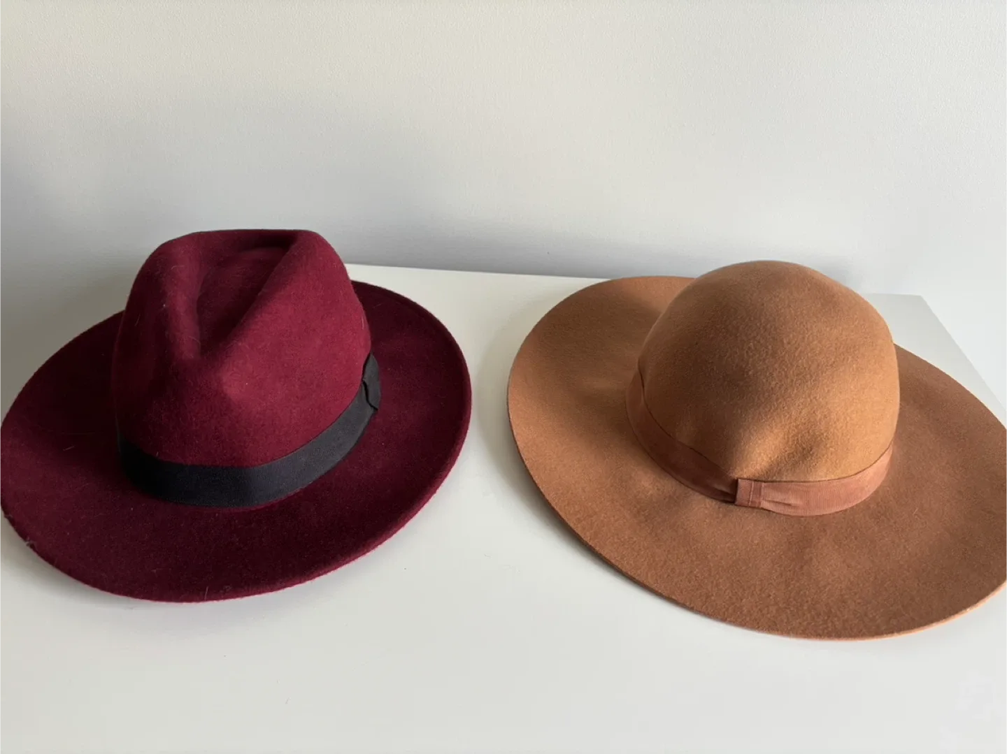 Two Stylish Hats - Burgundy & Tan