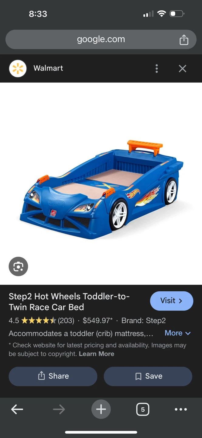 Step2 Hot Wheels Race Car Bed (Toddler to Twin)
